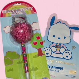 Hello Kitty Pink Sparkle Pen & Creme x Pochacco Face Mask ✨